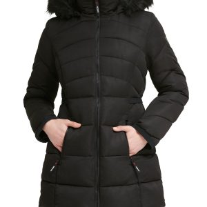 Faux Fur Trim Puffer Jacket 1 Black