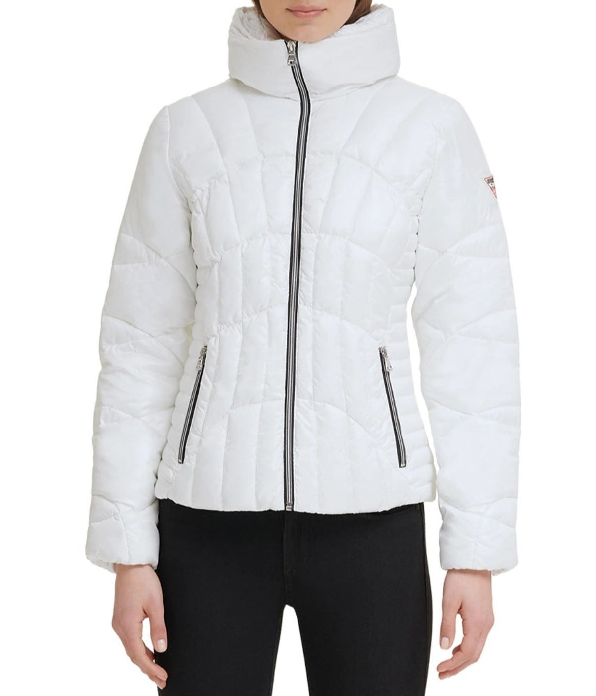 Quilted Puffer Jacket Cream - Image 4