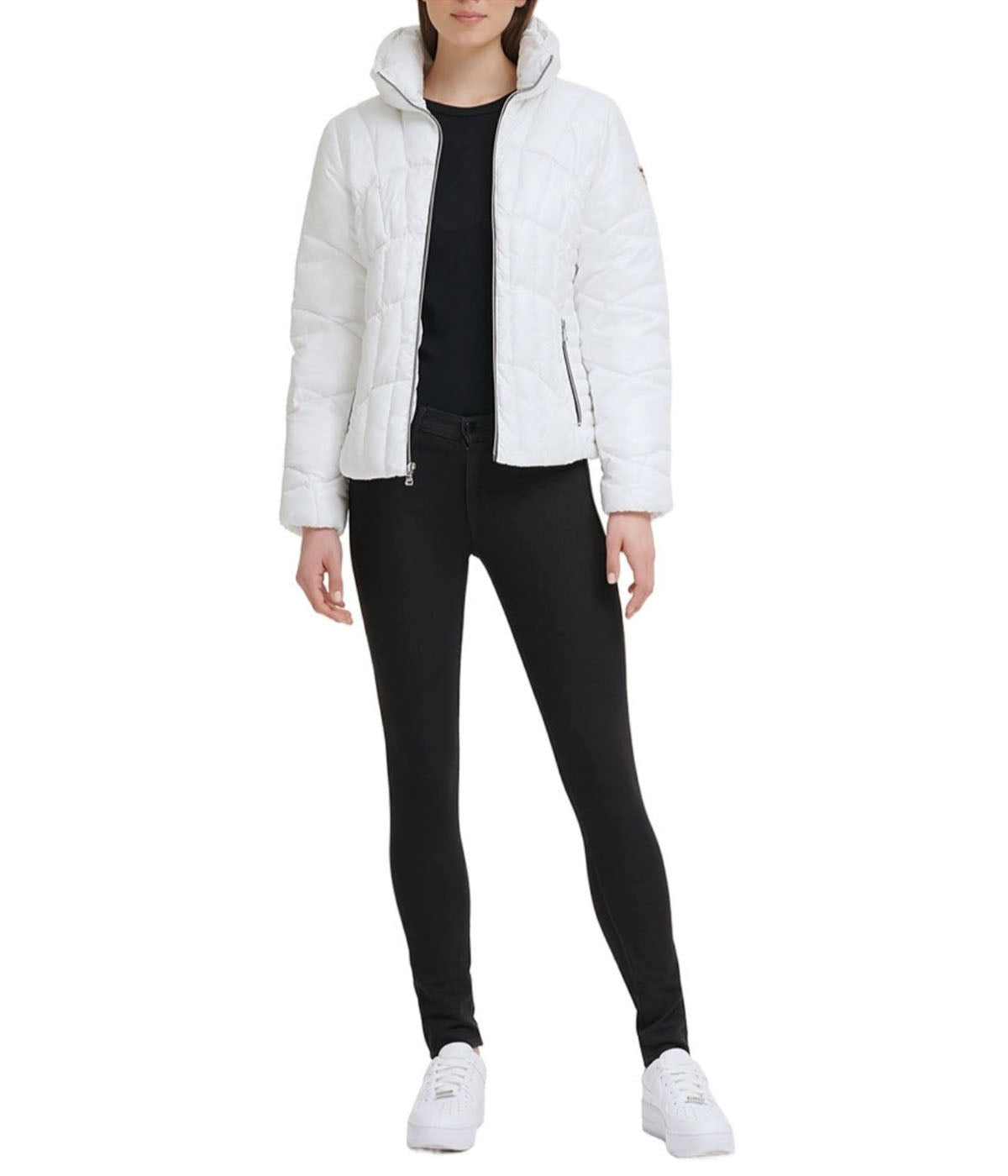 Quilted Puffer Jacket Cream - Image 2