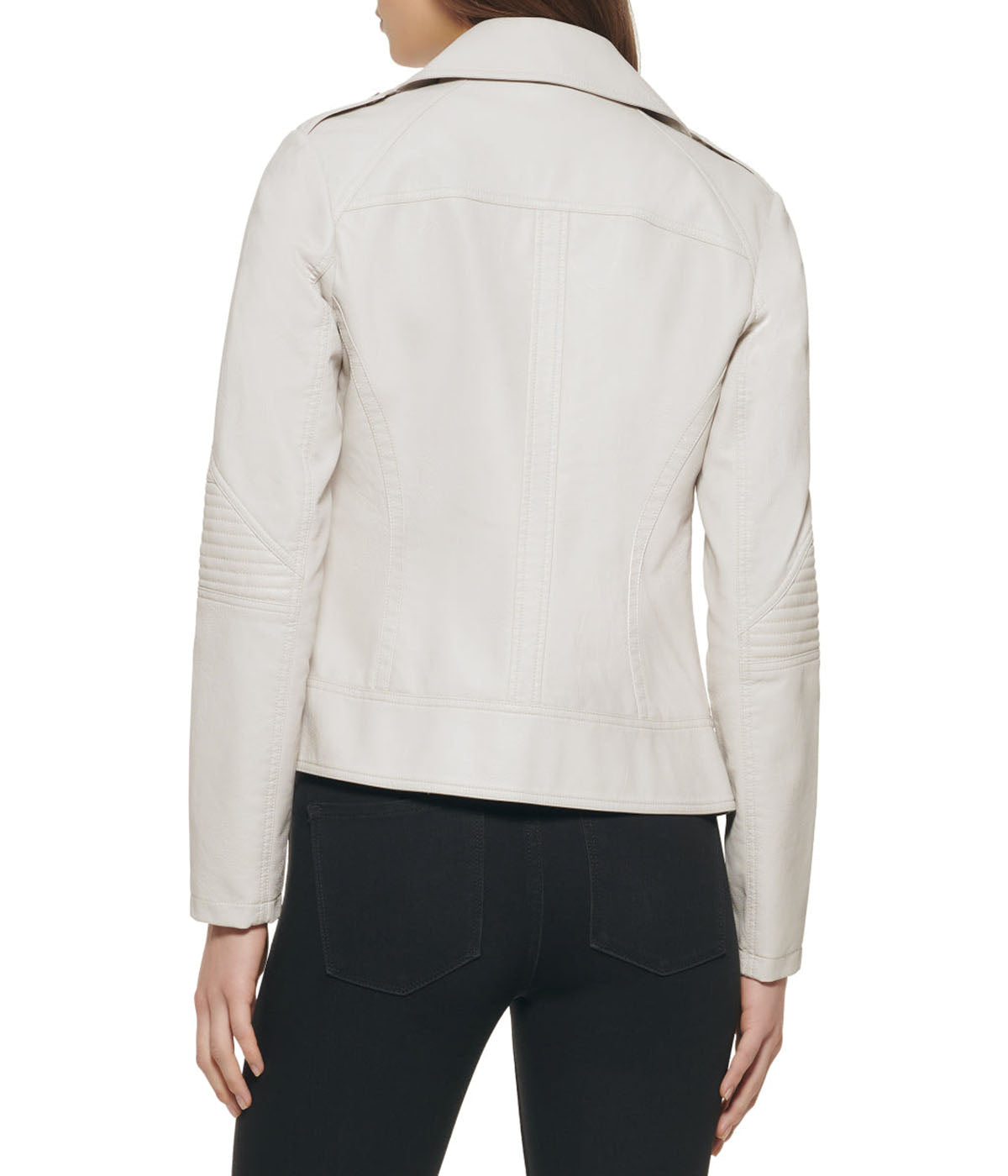 Faux Leather Asymmetrical Moto Jacket Stone - Image 3