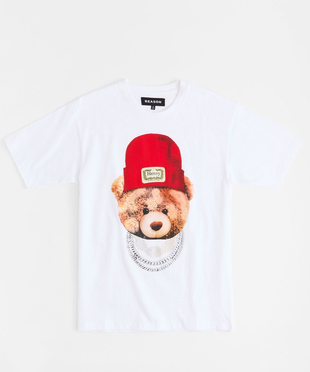 Teddy Rhinestone Short Sleeve Tee - White