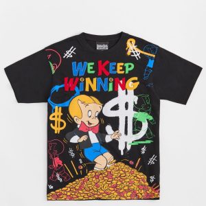 Richie Rich We Keep Winning Applique Short Sleeve Tee - Black