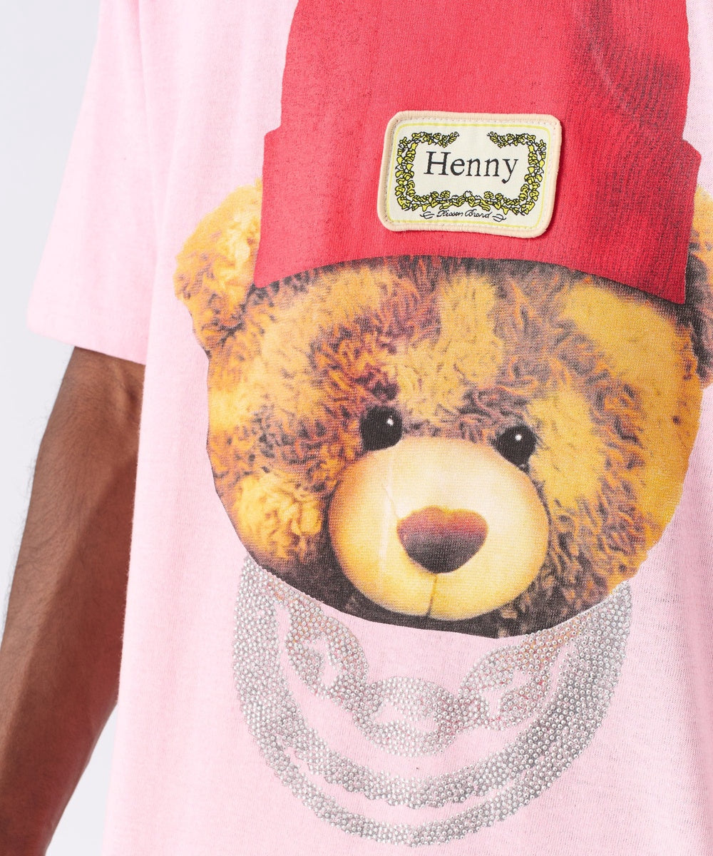 Teddy Rhinestone Short Sleeve Tee - Pink - Image 3