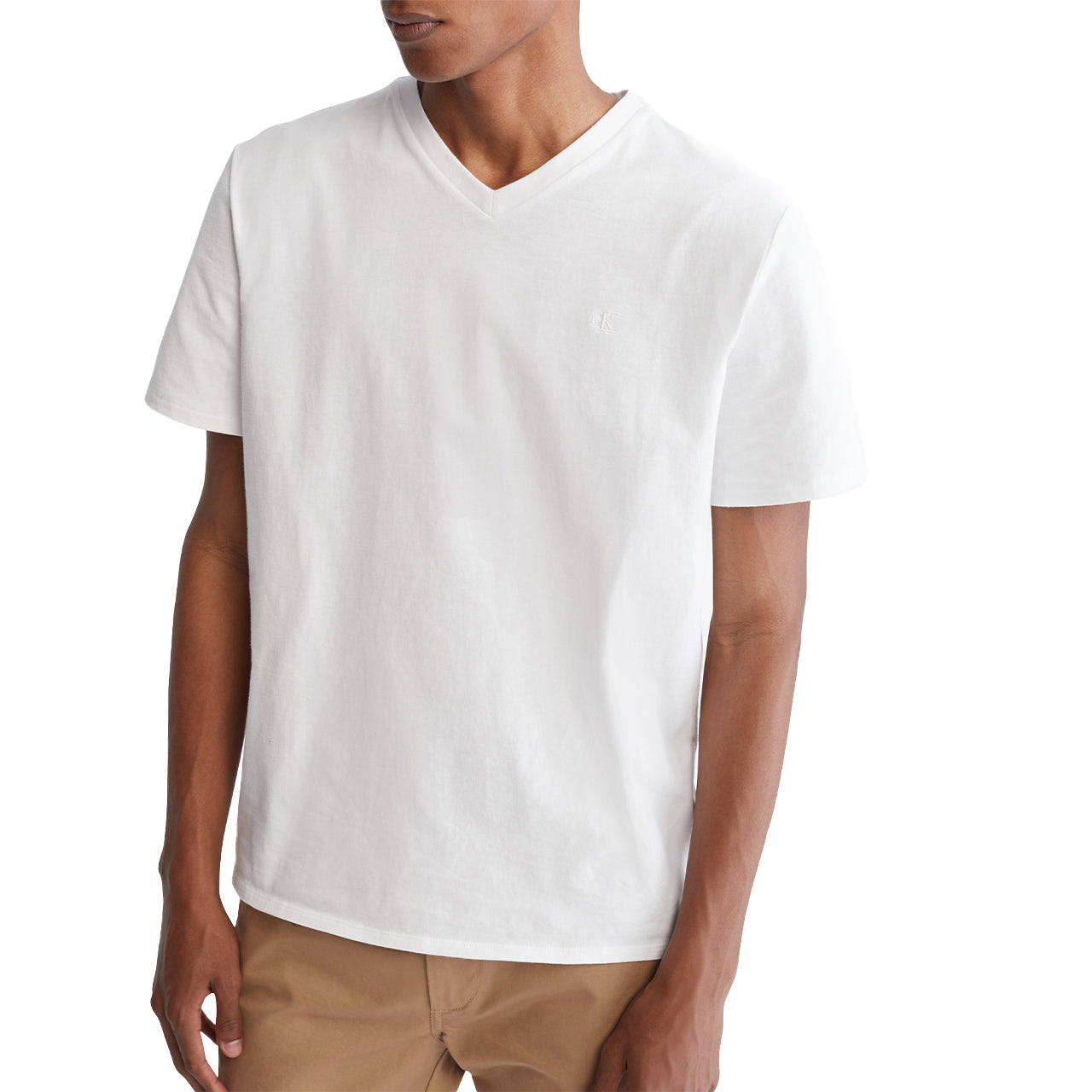 Short Sleeves Smooth Solid V-Neck Tee - Image 2