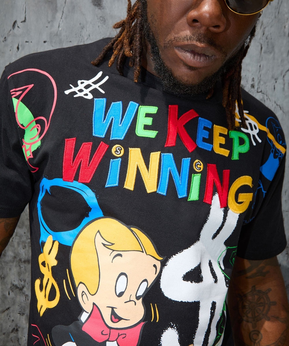 Richie Rich We Keep Winning Applique Short Sleeve Tee - Black - Image 4