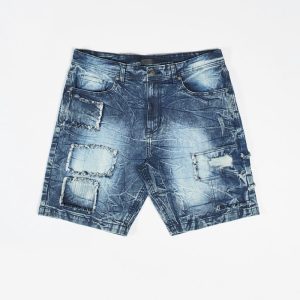 Wooster Destroyed Denim Shorts - Light Blue