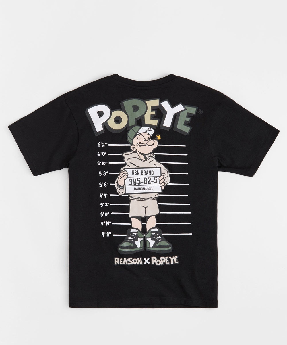 Popeye Mugshot Embroidered Short Sleeve Tee - Black - Image 2