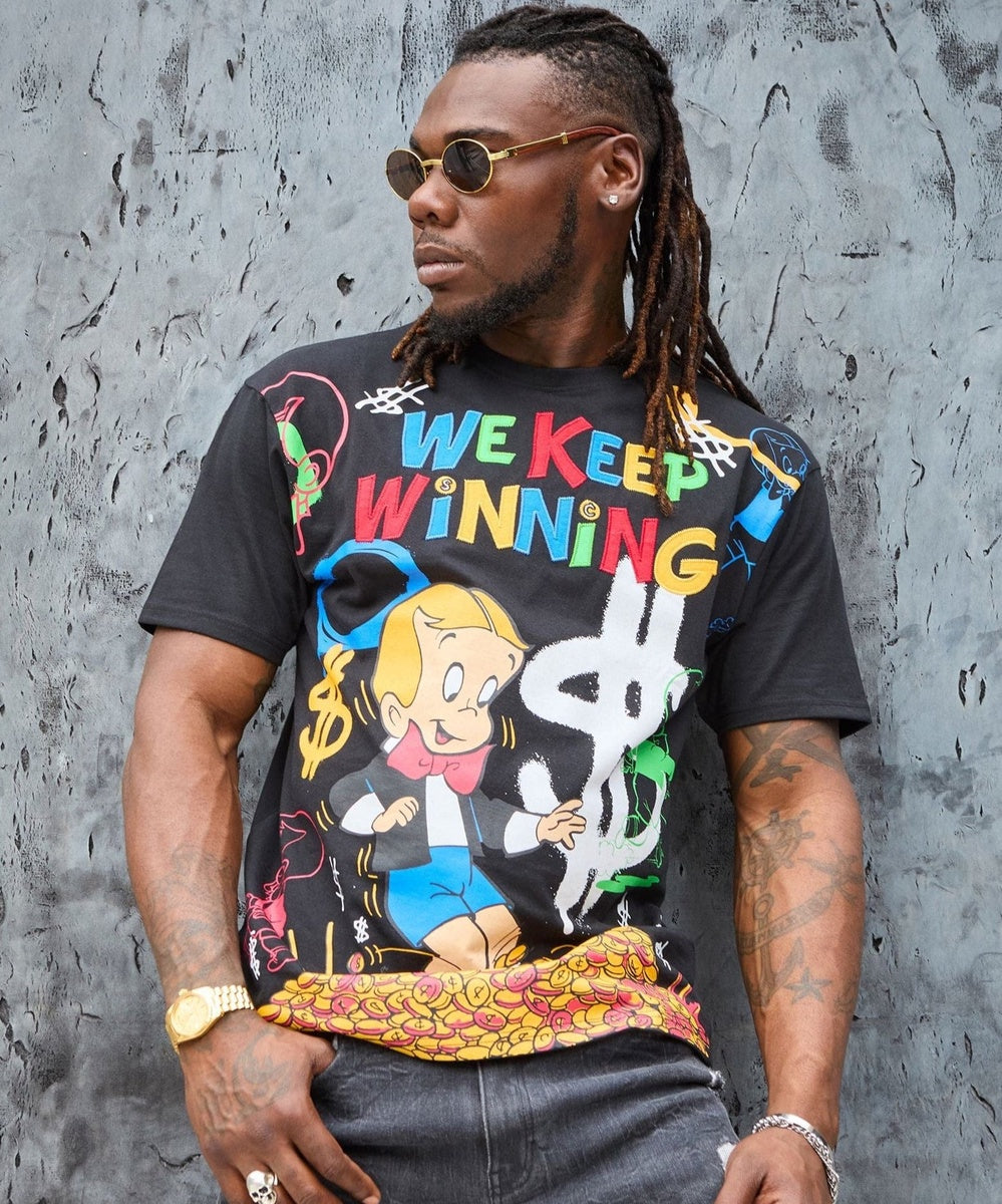 Richie Rich We Keep Winning Applique Short Sleeve Tee - Black - Image 2