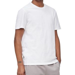 Short Sleeves Smooth Cotton Solid Crewneck Tee