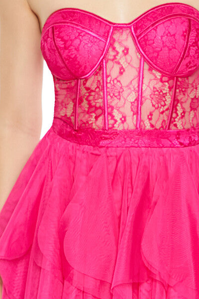 Lace & Tulle Bustier Mini Dress - Image 5