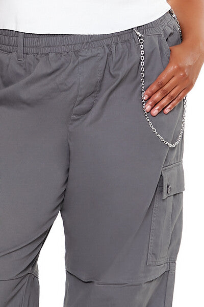 Plus Size Twill Cargo Wallet Chain Pants - Image 5