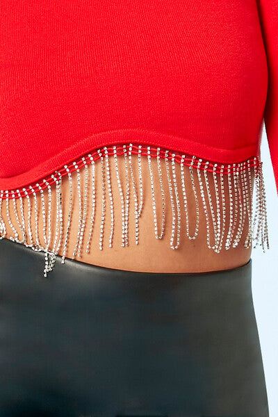 Rhinestone-Fringe Crop Top - Image 11