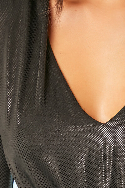 Metallic Knit V-Neck Top - Image 6