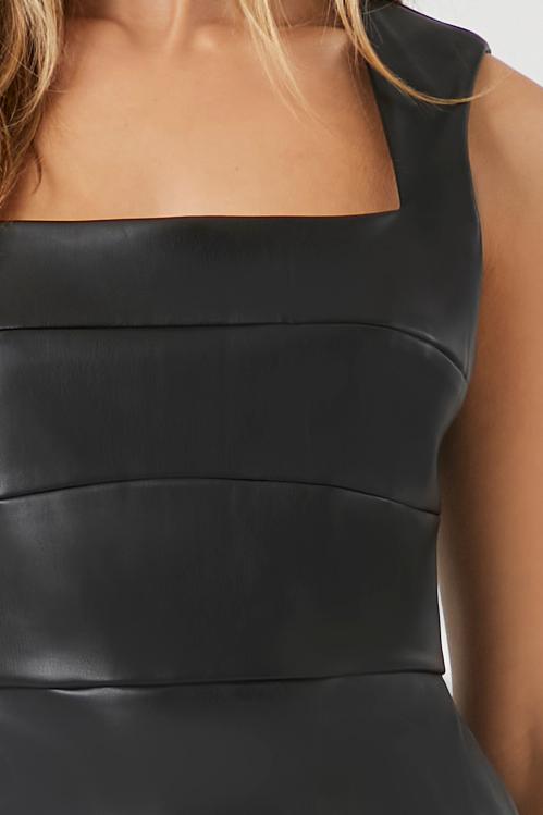 Faux Leather Sleeveless Midi Dress - Image 5