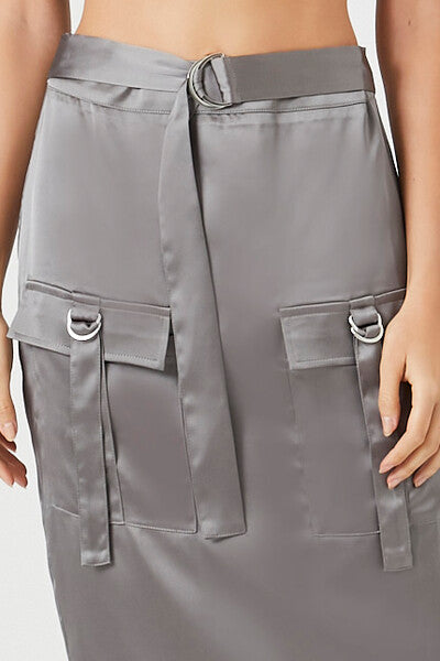 Satin Cargo Maxi Skirt - Image 6