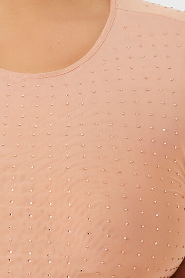 Plus Size Rhinestone Mesh Dress - Image 5