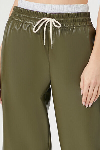 Faux Leather Drawstring Pants - Image 5