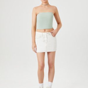 Seamed Denim Mini Skirt