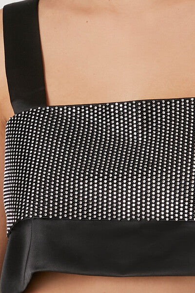 Satin Rhinestone Crop Top - Image 5