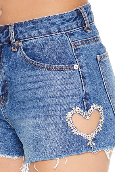 Heart Cutout Denim Shorts - Image 6