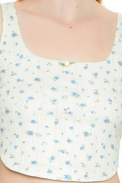 Cropped Floral Print Tank Top - Image 5