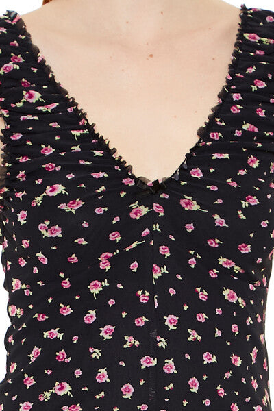 Floral Lettuce-Edge Mini Dress - Image 5