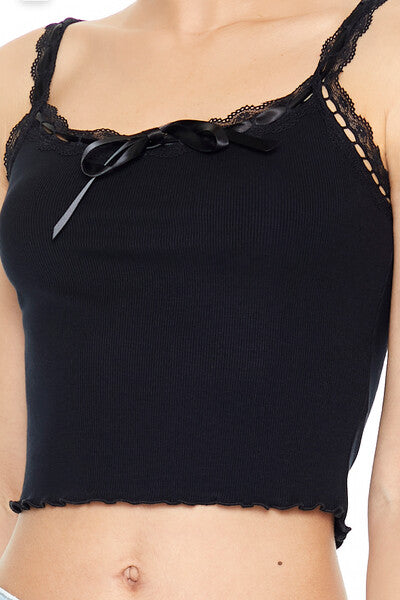 Cropped Lace-Trim Bow Cami - Image 5