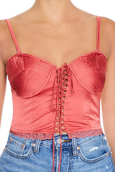 Satin Lace-Up Bustier Cami - Image 3