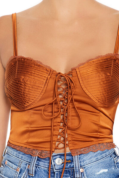 Satin Lace-Up Bustier Cami - Image 9