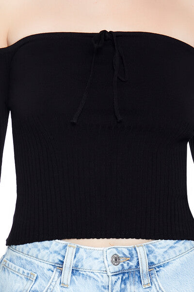 Off-the-Shoulder Sweater-Knit Top - Image 15