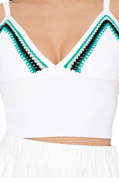 Embroidered Sweater-Knit Cropped Cami - Image 3