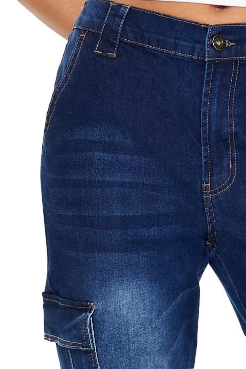 Stone Wash Denim Cargo Joggers - Image 6