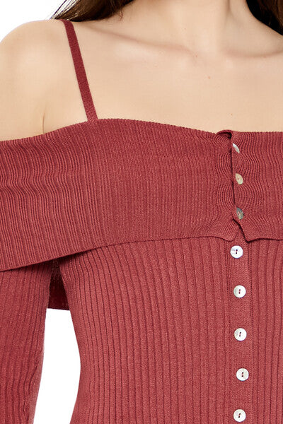 Open-Shoulder Sweater-Knit Crop Top - Image 8