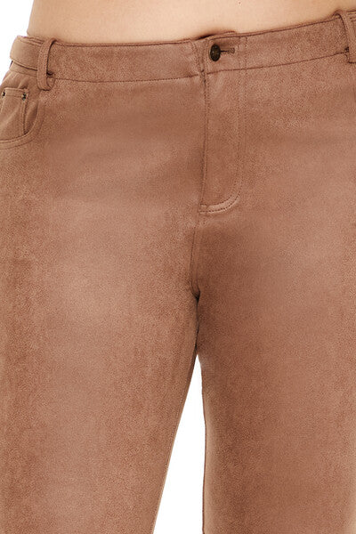 Plus Size Faux Suede Flare Pants - Image 5