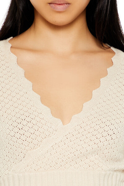 Textured Surplice Cropped Sweater - Image 3