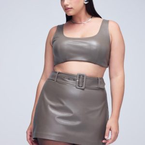 Plus Size Faux Leather Crop Top