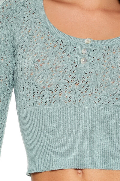 Cropped Pointelle Sweater - Image 8